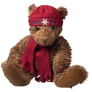 Fossil Teddy Bear Plush Brown Curly Hair Stuffed Animal Authentic Retired Cuddly